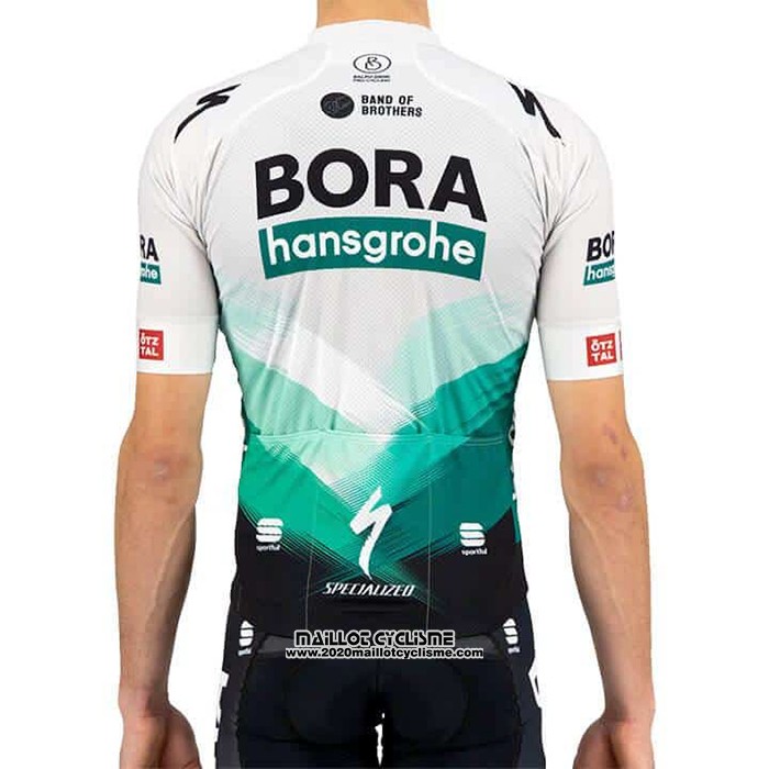 2021 Maillot Cyclisme Bora-Hansgrone Blanc Vert Manches Courtes et Cuissard